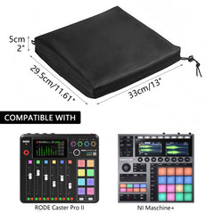 The black dust cover is compatible with RODE Caster Pro II and NI Maschine+. It is made of nylon material, waterproof and retractable, and effectively prevents dust and pet hair