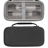 Musiin Dual microphone storage case, compatible with Bietrun SY-WXM-2, WXM02, WXM19, WXM31, BLX2 PG58, hard-shell microphone portable bag, travel protection pouch with cable storage (black)