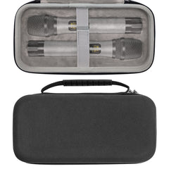 Musiin Dual microphone storage case, compatible with Bietrun SY-WXM-2, WXM02, WXM19, WXM31, Shur BLX2 PG58, hard-shell microphone portable bag, travel protection pouch with cable storage (black)