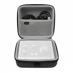 Musiin Audio Interface Case Compatible with Sonicake QME-20/Audient iD4 MK2,NI komplete Audio1/2,features soft lining, mesh pocket for cables, and comfy handle—ideal for studio, rehearsal, and travel.