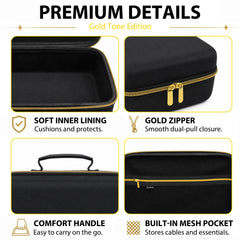 Musiin Custom Audio Interface Case Compatible with Yamaha URX22 URX44/44V with Mesh Pocket, Gold Zipper and Comfortable Handle for Studio, Daily Storage and Stage Carrying (Gold Tone Edition)