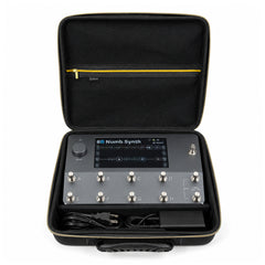 Musiin Guitar Digital Effects Processor Case Compatible with Neural DSP Quad Cortex, Portable Storage with Mesh Pocket, Cable Compartment, Gold Zipper and Handle (Gold Tone Edition)