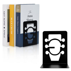 Musiin Guitar Shape Metal Bookends, Black Heavy-Duty Decorative, Music Books, CDs & Magazines Holders for Home Office Studio Library, Modern Design Book Organizer Pair