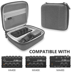 Musiin Headphone Amplifier Case Compatible with Behringer HA400 HA400 MX400 and cable storage, Shockproof and waterproof, Hard shell portable storage bag