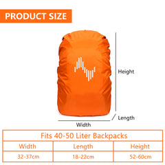 Musiin Backpack Waterproof Rain Cover, 45L Reflective Backpack Cover with Storage Pouch, Protects Musical Instruments and Gear from Rain, for Hiking, Travel, Camping, Outdoor Activities (Orange)