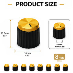 Musiin Gold Top Audio Samplers Knobs Compatible with Akai MPC Sample(8Pack)Ribbed grip for better control Indicator line for quick positioning adjustment accuracy Portable replacement
