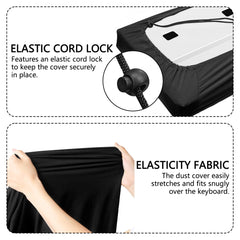 Musiin Home Studio 88-key piano keyboard dust cover, compatible with Yamaha PSR-EW425, Genos2, Roland V-COMBO VR-730, elastic cord lock, daily dustproof pet hair protection (black)