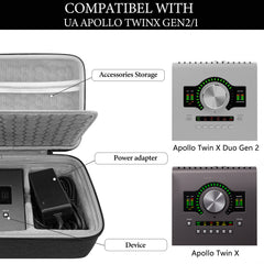 Musiin Audio Interface Carrying Case Compatible Apollo Twin X DUO Gen 2/QUAD Gen 2 Hard Shell Travel Bag(Dark Grey)