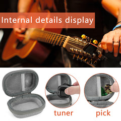 Musiin Hard Case for Guitar Tuner, Portable Guitar Tuner Storage cover, Compatible with Fender FT-1, FCT-2, Aroma Clip-on, D'Addario Clip On, Joyo Clip-on, with Pick Holder case (Grey)