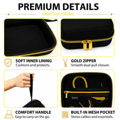 Musiin Guitar Pedal Carrying Case Compatible with Marshall JCM900/800/JVM Pedal, Intech Studio EN16, Gold Top Zipper, Wrist Strap, Mesh Pocket, for Studio and Live Performance, Gold Tone Edition