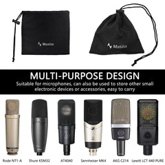 Musiin Microphone Storage Drawstring Bag Compatible with Sennheiser MK4, MK8, AKG C214, AT4040, Rode NT1-A, Lewitt LCT 440 PURE, KSM32 Soft and portable, suitable for small electronic accessories