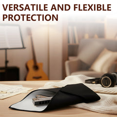 Musiin Premium Self-Adhesive Microphone & Guitar Head Cover, 13×13 in, Compatible with SM7dB, SM57, SM7B, Sony C-800G, Revelator Dynamic USB Mic, Harmonica & Small Audio Gear, Black & Khaki Set