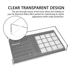 Musiin Drum Controller Acrylic Cover Compatible With NI Maschine Mikro Mk3,Transparent Material,Reserved Wire Groove,Waterproof and Dustproof, Suitable for Home Studio Desktop Protection