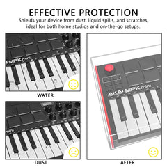 Musiin Premium Acrylic Midi Keyboard dust cover Reserved wire trough, waterproof and dustproof, compatible with AKAI MPK Mini MK3 keyboard protective