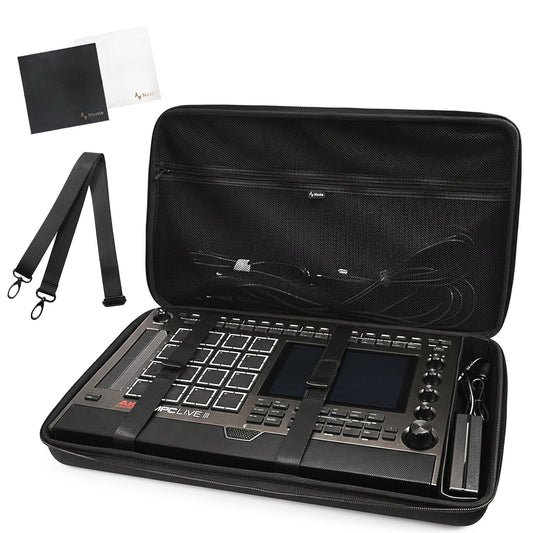 Musiin Custom Workstation Hard Case Compatible with MPC Live 3, Solid and Compact with Shoulder Strap and Sturdy Handle, High Adhesion Divider for Power, and Extra Storage for Cables Accessories