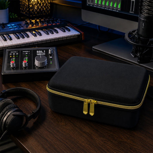 Musiin Gold Tone Audio Gear Case for Solid State Logic SSL 1, UA Volt 276 & Chase Bliss Big Time | Give Your Studio Gear a Place to Rest