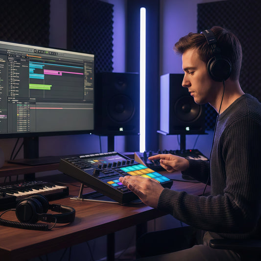 Musiin Adjustable Aluminium Stand for NI Maschine MK3, Ableton Push 3, Akai MPC One+ & MPC Live III | Your Creative Angle Matters
