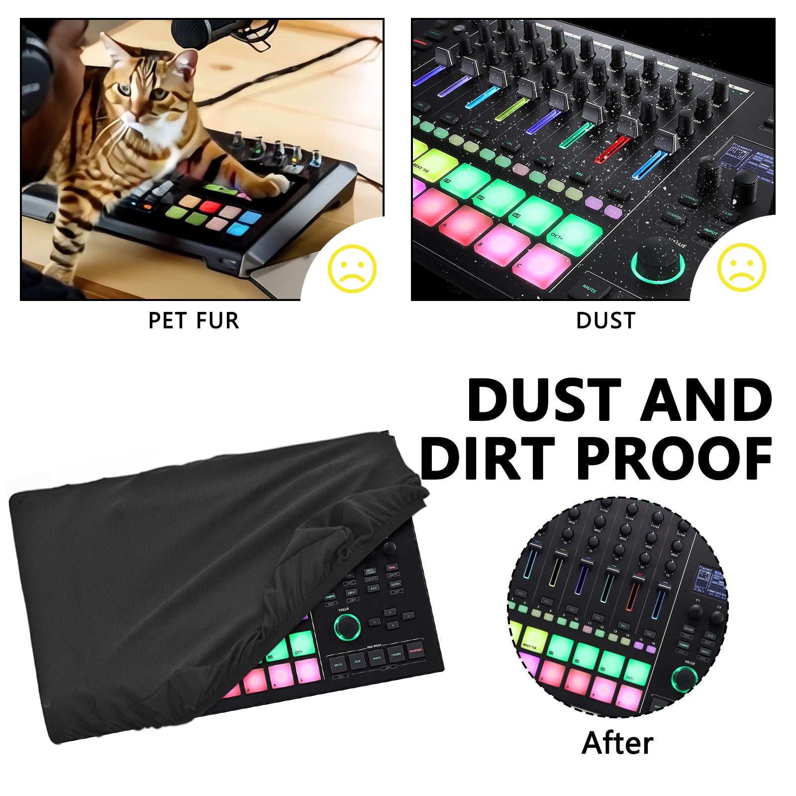 Musiin Home Studio Mixer Cover - Stretchable Nylon Compatible with Behringer X-TOUCH COMPACT Tascam Podcast Station Mixcast 4