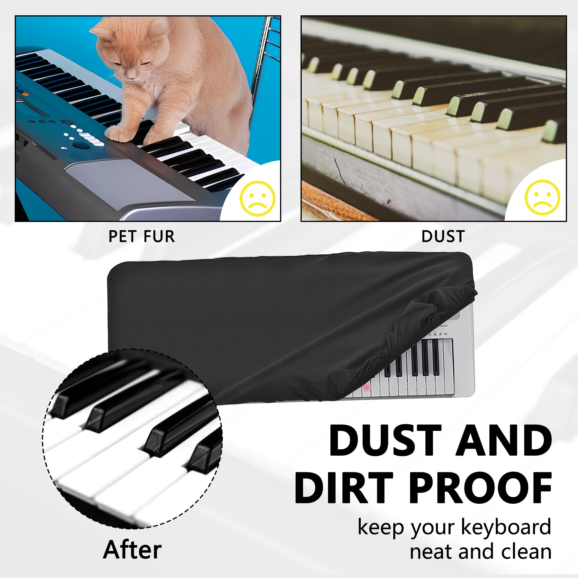 Musiin 61 Key Piano keyboard Cover Compatible With Yamaha PSR-E373/KB309