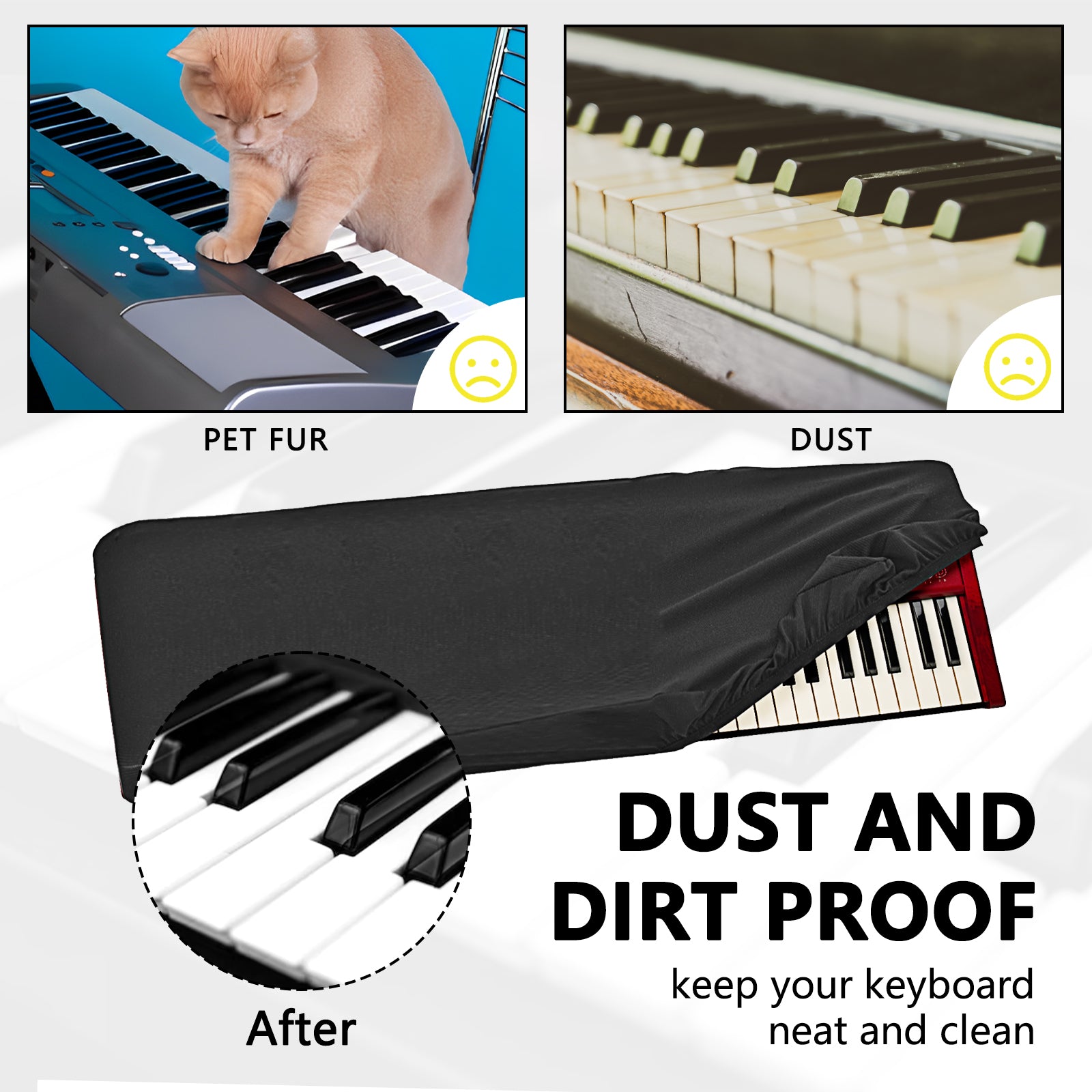 Musiin Ultimate Keyboard Dust Cover - Stretchable Chinlon, Water-Resistant, Dust & Pet scratch Protection, Compatible with Nord Electro 6 HP Piano 5 73 Stage 4 73 Stage 4 Compact Keyboard