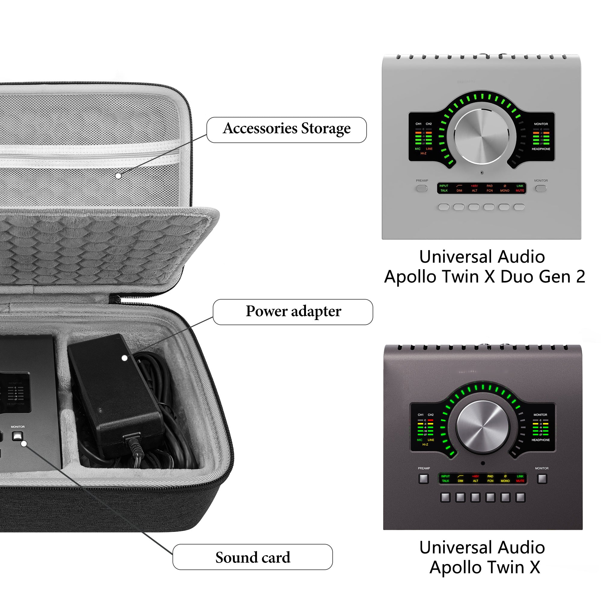 Musiin Audio Interface Carrying Case, Hard Shell Travel Bag Audio Compatible Twin X DUO/Apollo Twin X QUAD/Apollo Twin X DUO Gen 2/Apollo Twin X QUAD Gen 2/Apollo Twin X Gen 2 (dark gray)