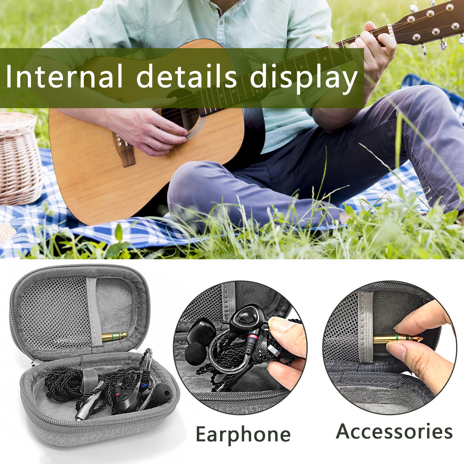 Musiin Compact In-Ear Monitor Earphone Case Compatible with MDREX15AP,YINYOO CCZ Melody,SE215-CL,KZ ZS10 Pro,MEE Audio M6 for Audio Stage and Studio
