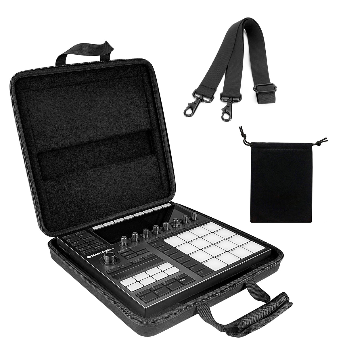 Musiin Premium Velvet Hardshell Case Compatible with Native Instruments Maschine+plus case NI MK3 Cover Drum Controller Analog Device bag with Strap