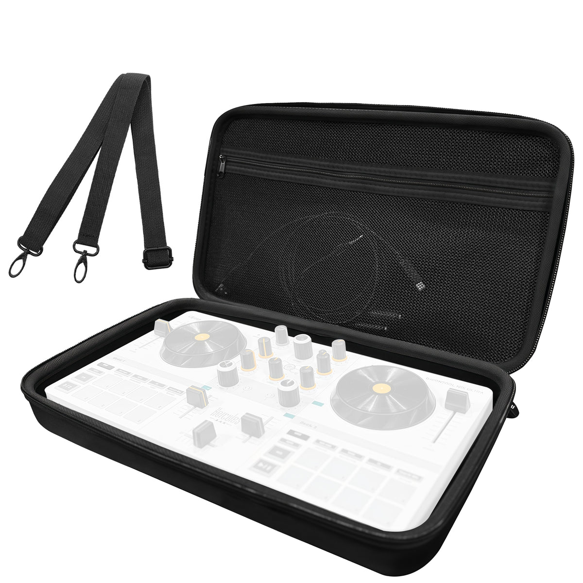 Musiin DJ Controller Case Compatible with Hercules DJControl Mix Ultra, Hard Shell Protection with Dual Zippers, Mesh Pocket & Comfortable Handle for DJ Live Show & Travel (Black)