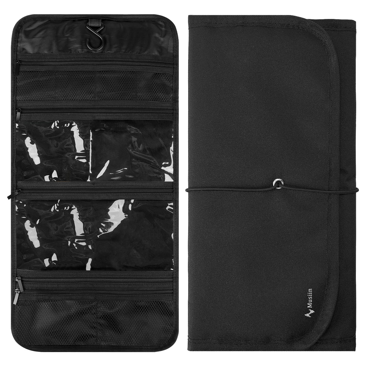 Musiin Guitar Accessory Portable Case, Hanging Hook Foldable Multi-Pocket Design for Picks, Strings, Capo, Straps and Accessories, Fits in Gig Bags, Essential for Guitarists and Musicians