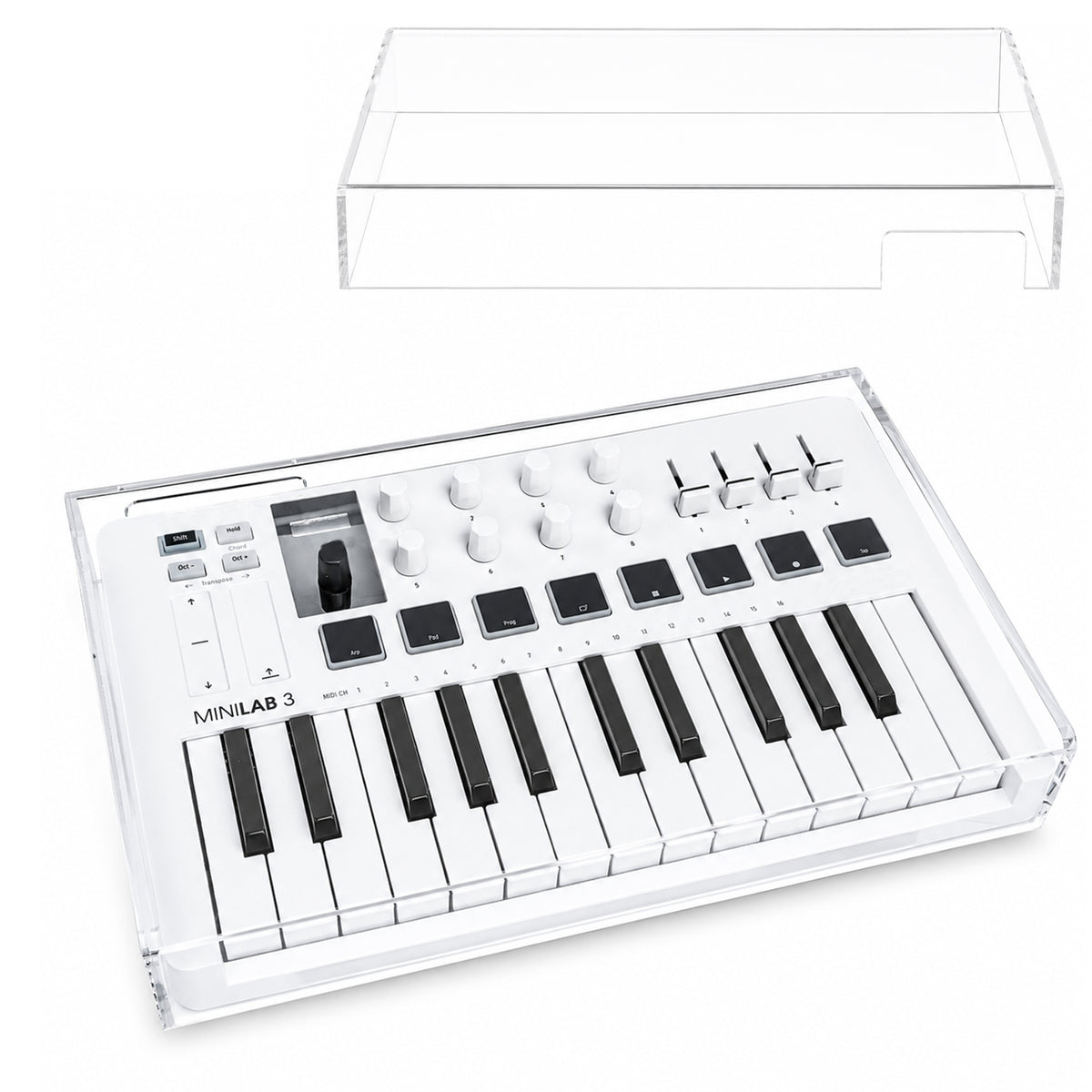 Musiin 25 Keys MIDI Controller Keyboard Acrylic Cover Compatible With Arturia MiniLab 3, Transparent Material,Reserved Wire Groove,Waterproof and Dustproof, Suitable for Home Studio Desktop Protection