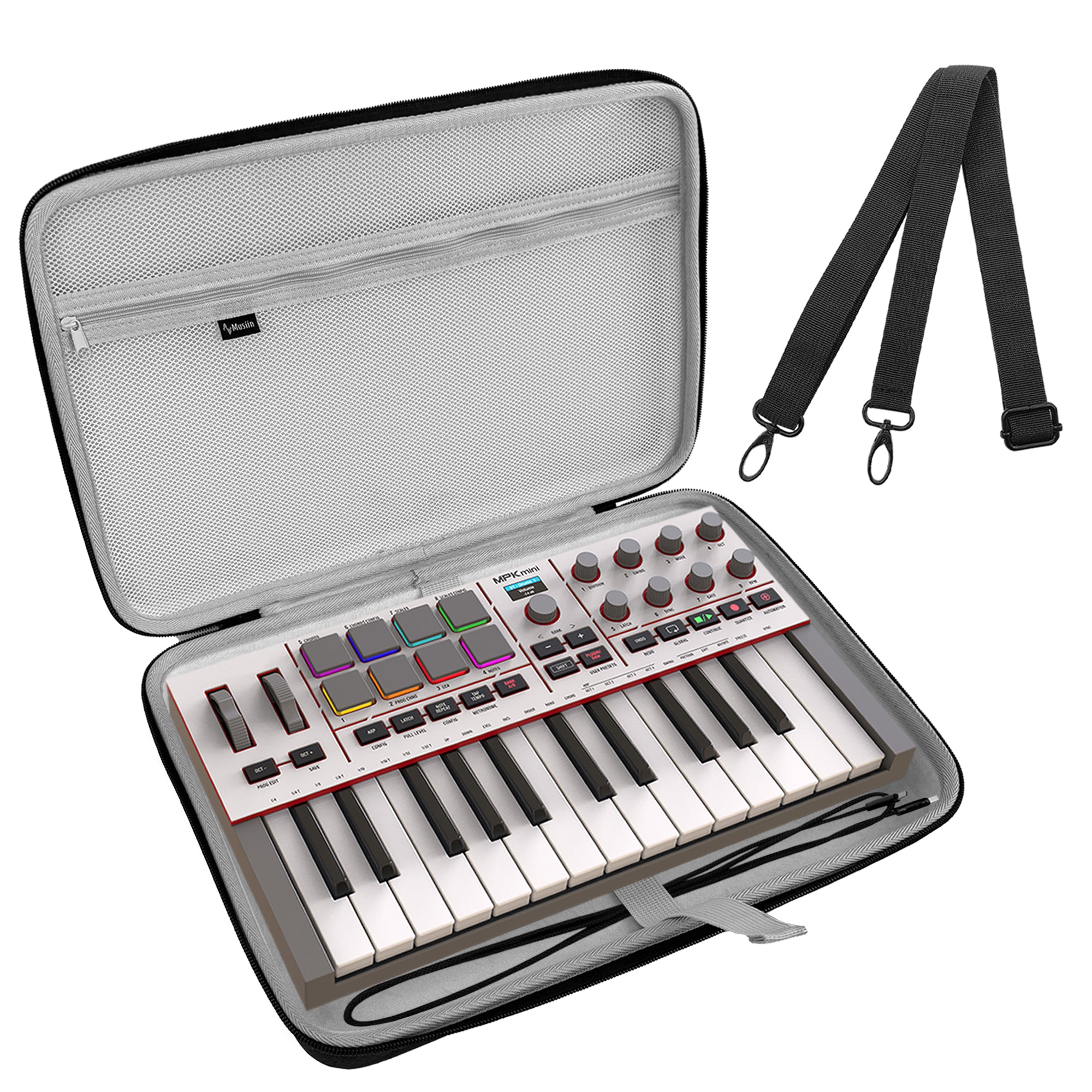 Musiin Premium Velvet MIDI Keyboard Controller Case Compatible with Arturia MiniLab 3, MiniLab MkII, MPK Mini MK4, 25-Key Synthesizer, Portable Protective Cover Bag with Shoulder Strap