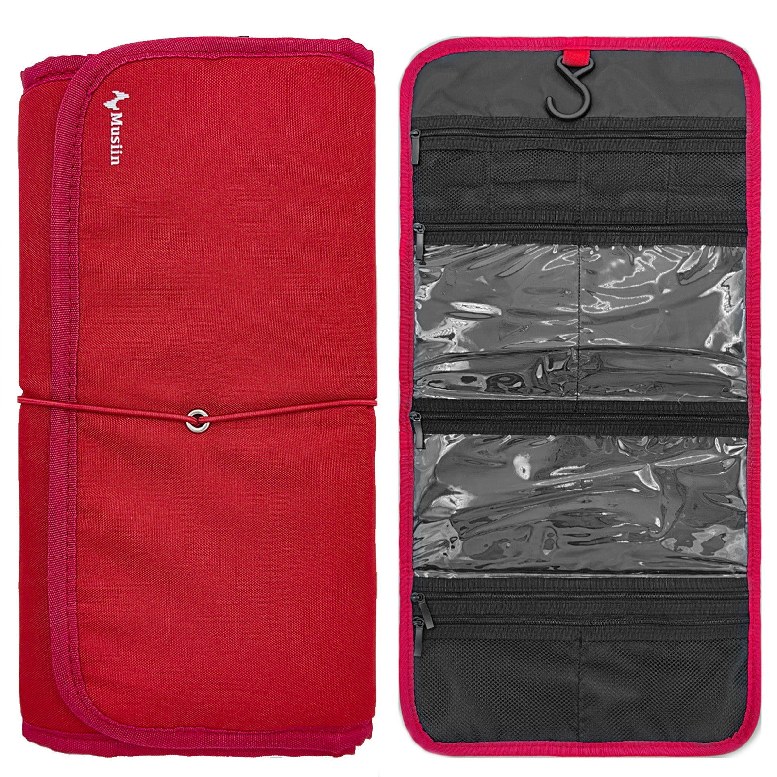Musiin Guitar Accessory Portable Case, Hanging Hook Foldable Multi-Pocket Design for Picks, Strings, Capo, Straps and Accessories, Fits in Gig Bags, Essential for Guitarists and Musicians