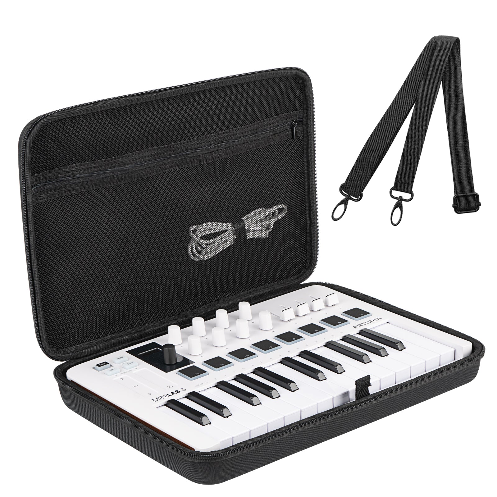 Musiin Premium Velvet MIDI Keyboard Controller Case Compatible with Arturia MiniLab 3, MiniLab MkII, MPK Mini MK4, 25-Key Synthesizer, Portable Protective Cover Bag with Shoulder Strap