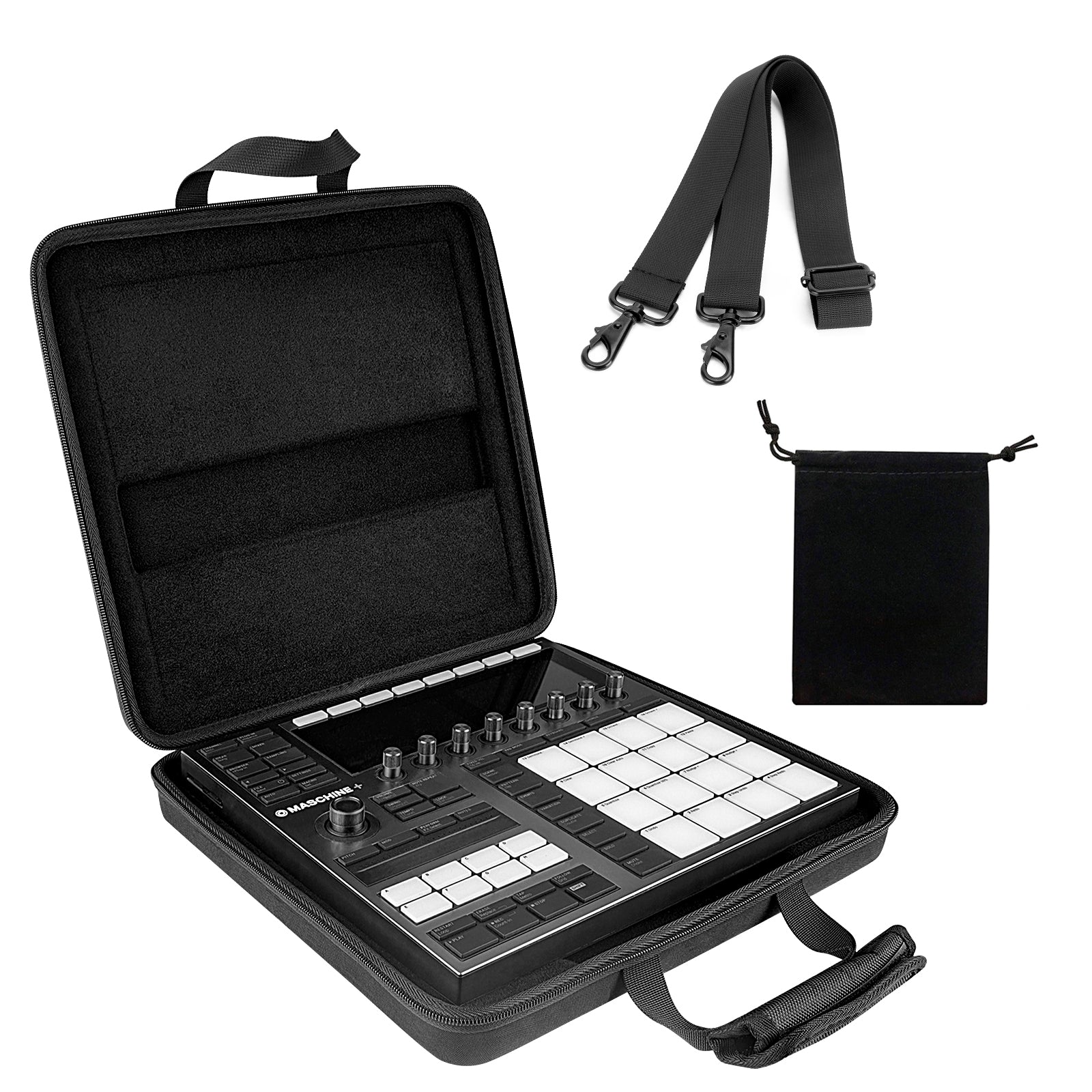 Musiin Premium Velvet Hardshell Case Compatible with Native Instruments Maschine+plus case NI MK3 Cover Drum Controller Analog Device bag with Strap