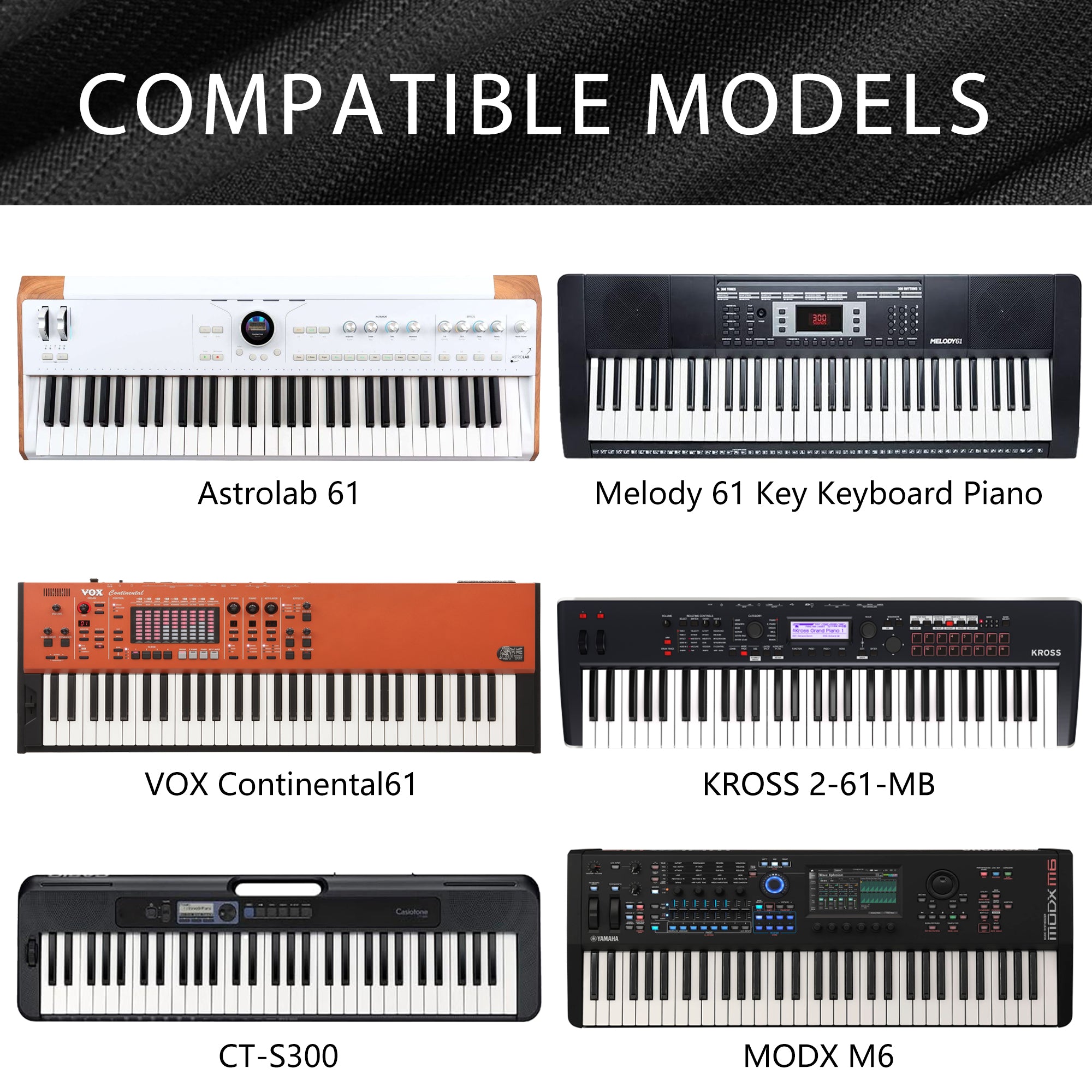 Musiin 61 keys piano keyboard dust cover, compatible with Yamaha MODX6 61, MODX M6,YPT-280, YPT-270, PSR-E273, PSR-E360 keyboard, Premium Chinlon Anti-scratch and dustproof, Soft Touch & Fitted design