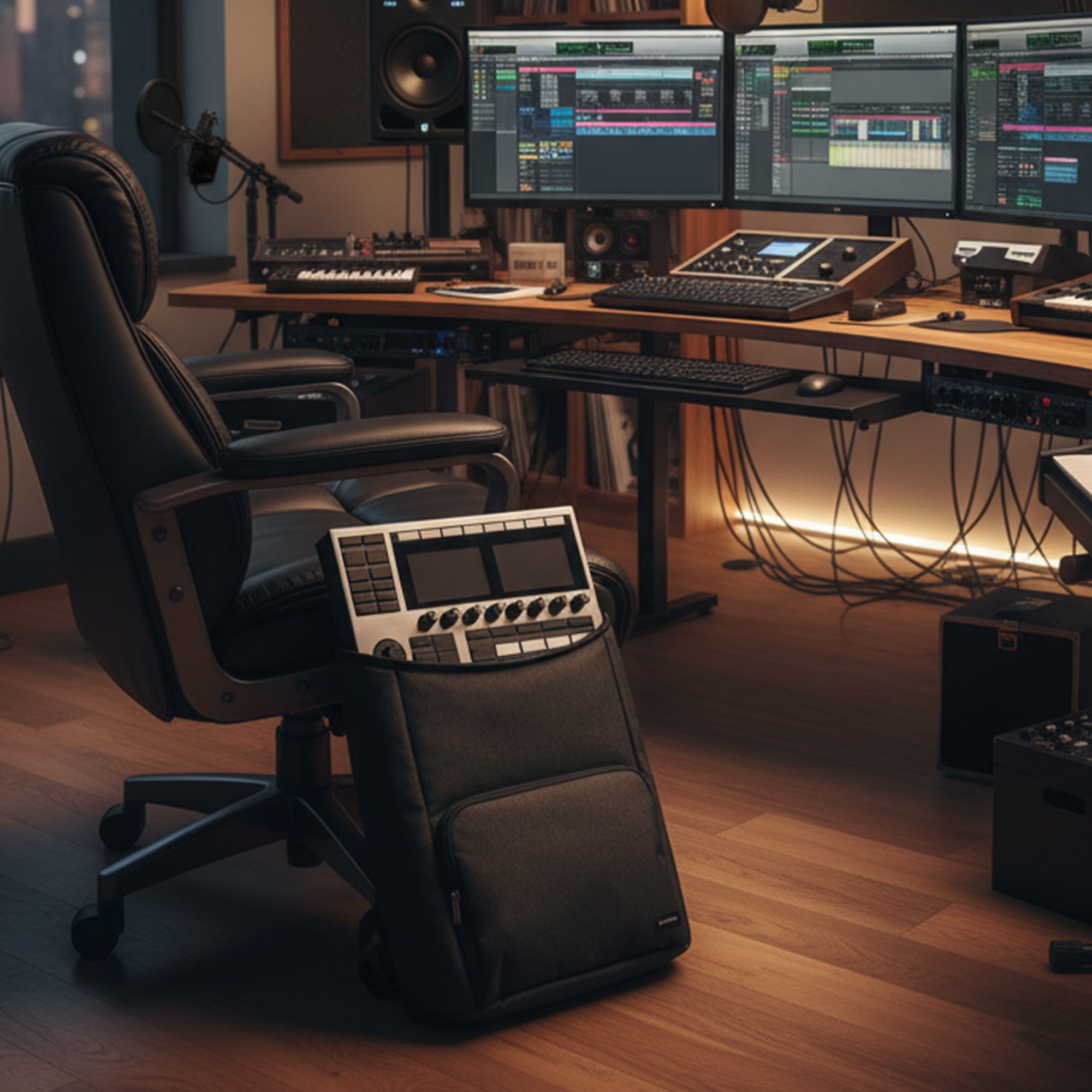 Musiin Audio Workstation Backpack Compatible with NI Maschine+,Ableton Push3,AKAI MPC One+,Line 6 Helix Stadiu,Elektron Tonverk, Launch Control XL MK3 Ultimate Protection for Device and Cover