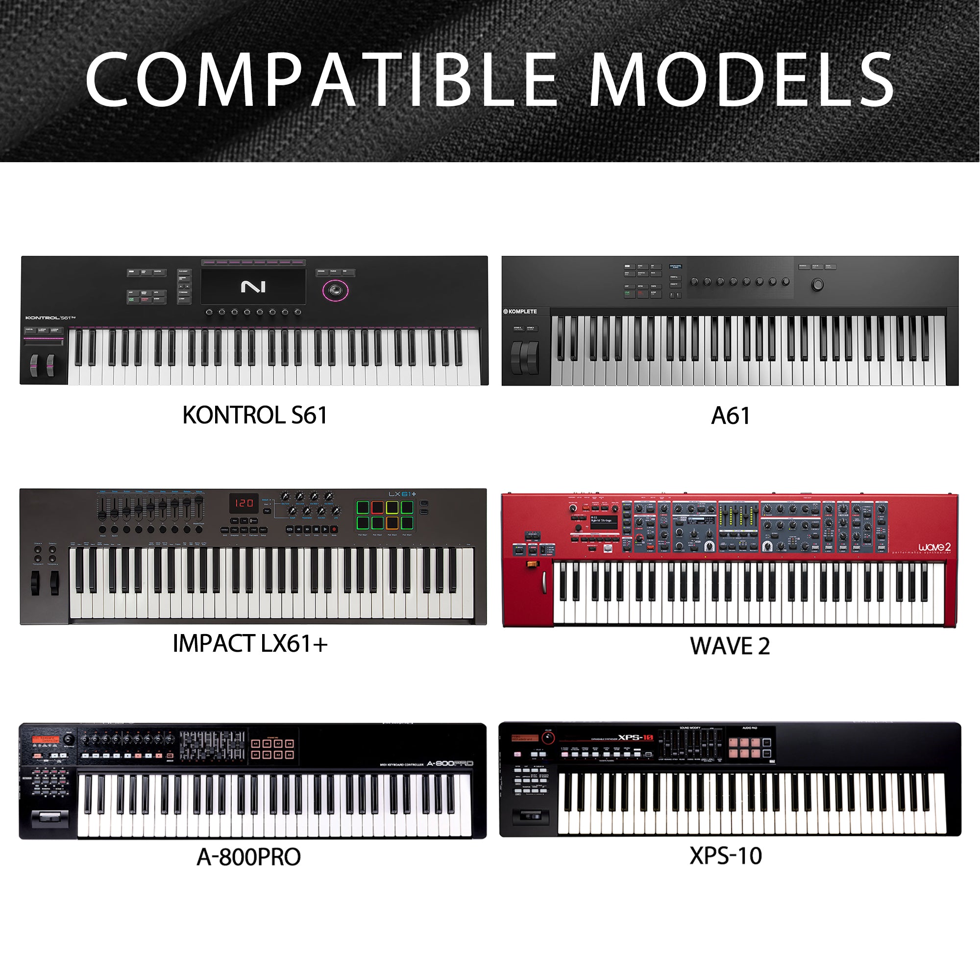 Musiin 61 keys piano keyboard dust cover, compatible with Roland FA-06,V-COMBO VR-09-B,M-Audio Oxygen 61,Behringer Motor 61,Luxury Chinlon Anti-dust & Scratch-proof, Smooth Touch & Custom Fit