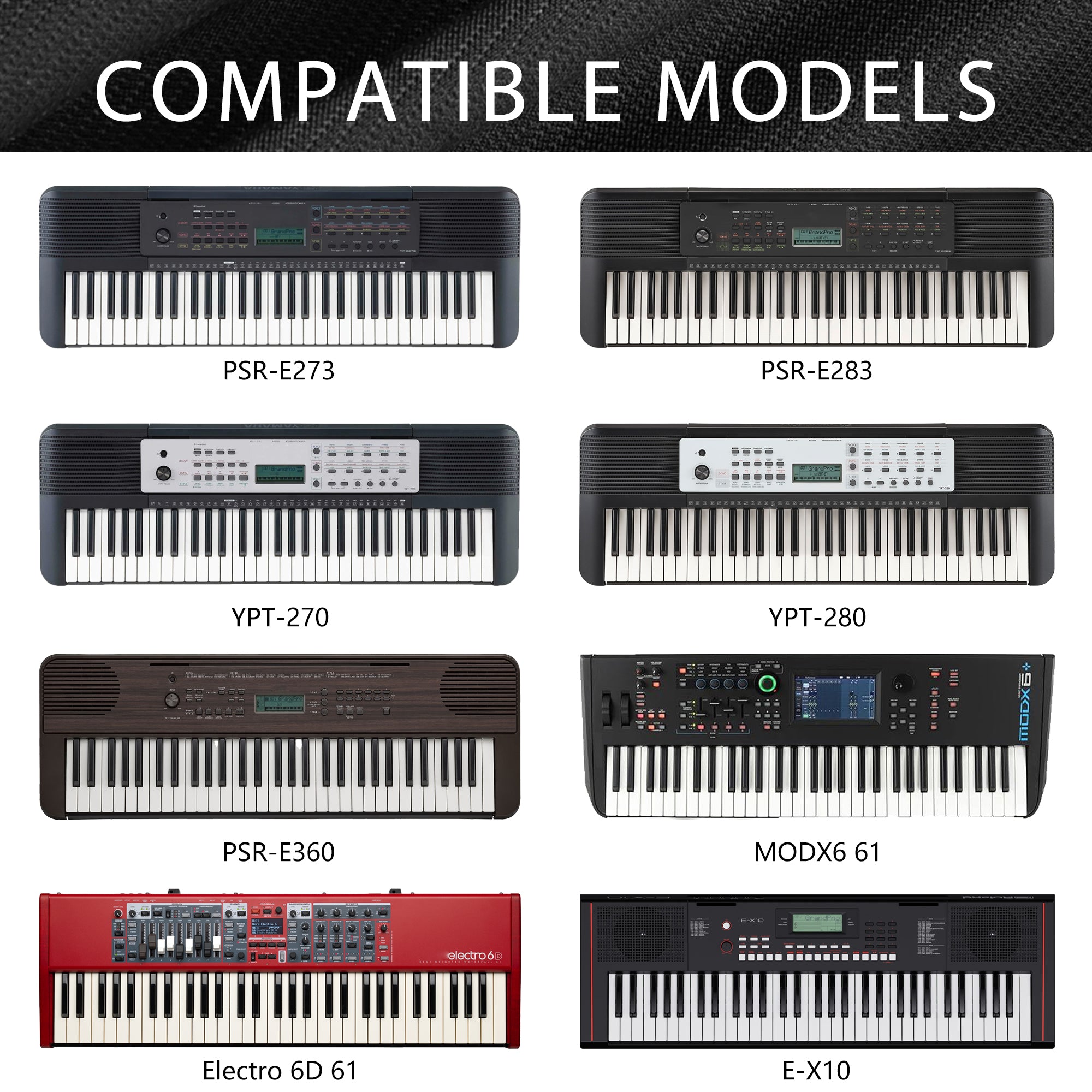 Musiin 61 keys piano keyboard dust cover, compatible with Yamaha MODX6 61, MODX M6,YPT-280, YPT-270, PSR-E273, PSR-E360 keyboard, Premium Chinlon Anti-scratch and dustproof, Soft Touch & Fitted design