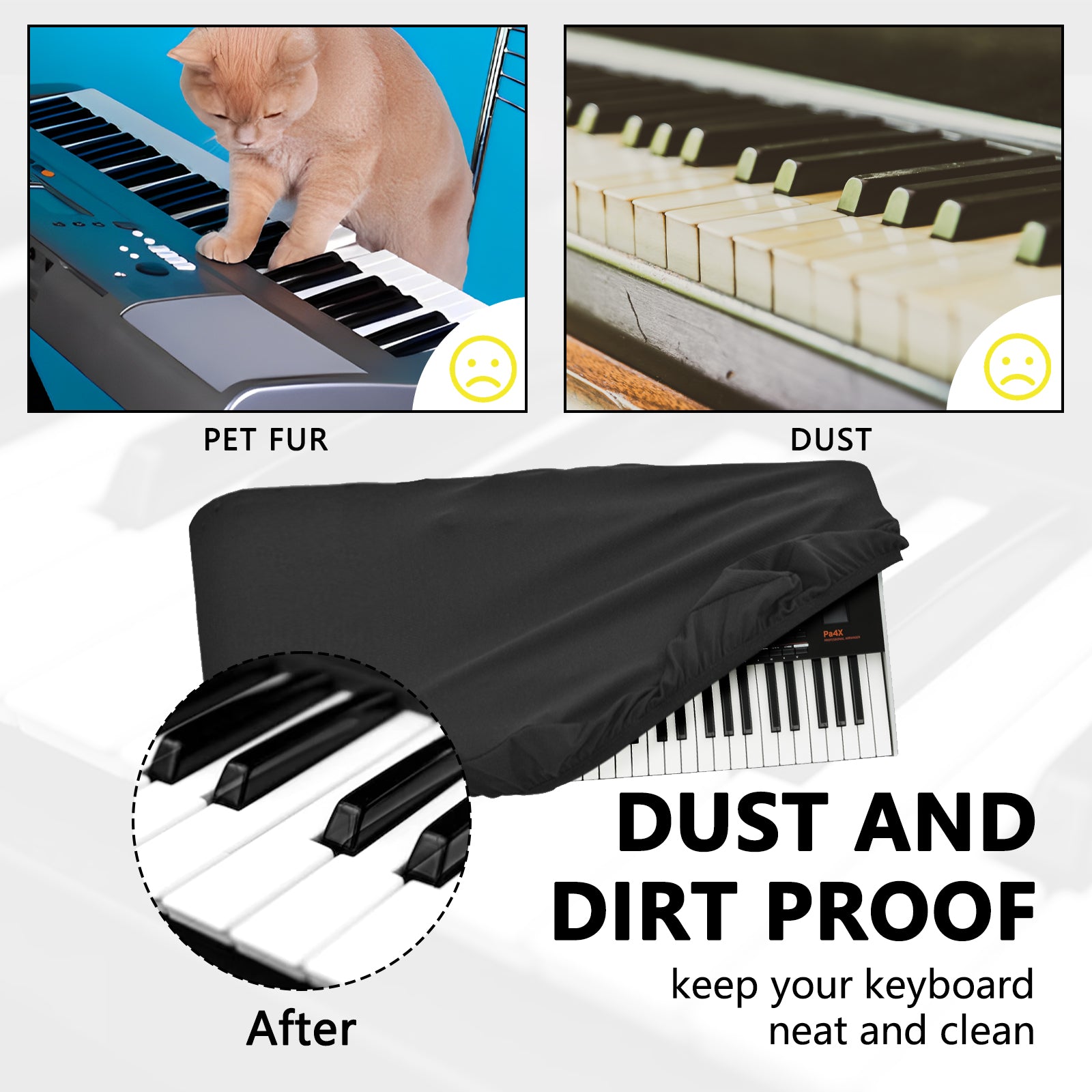 Musiin Pro Shield: Ultimate Stretch-fit Chinlon Keyboard Cover - Water & Dust Resistant, Compatible with Pa4X ORIENTAL 61 keys Pa4X 61 keys