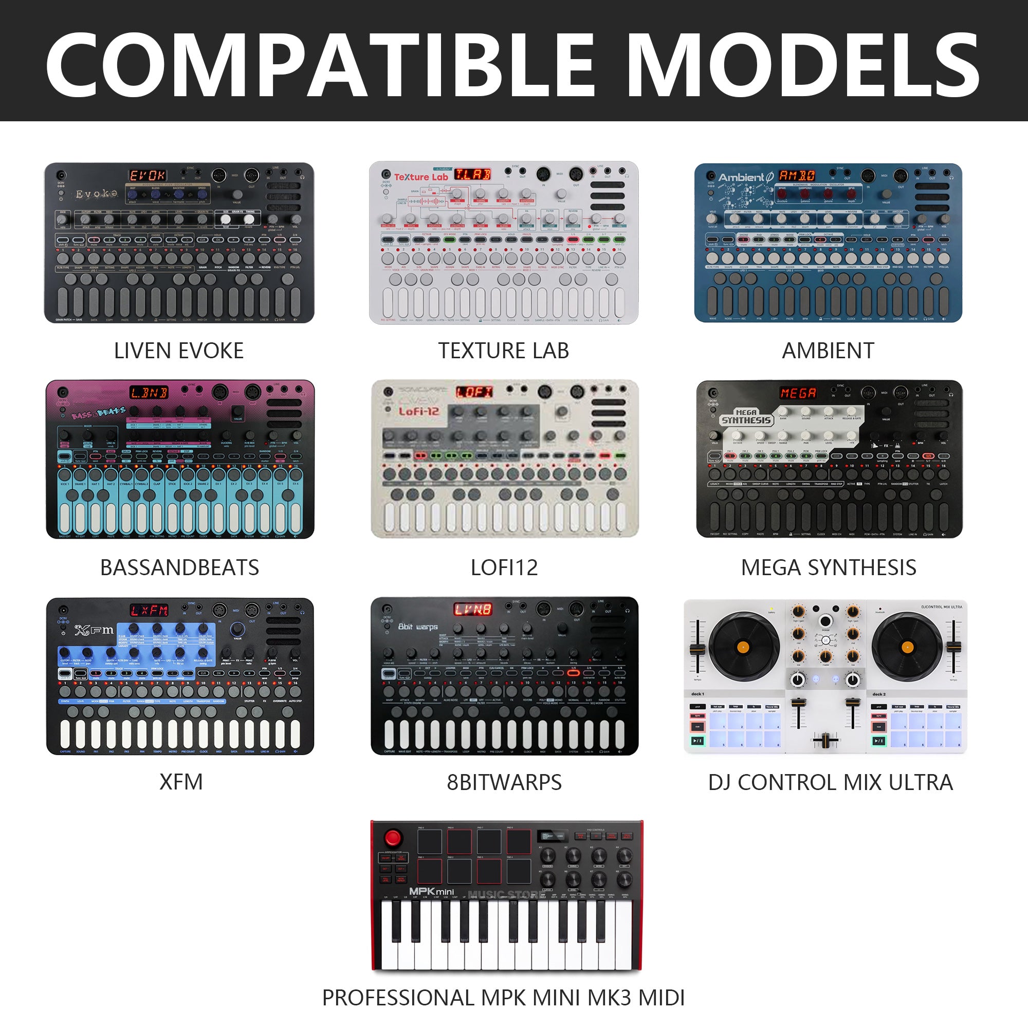 Musiin Premium Velvet Keyboard Case Compatible with LIVEN Texture,Evoke,XFM,Lofi-12, 8bit warps,AKAI Professional MPK Mini MK3,Hercules DJControl Mix Ultra,MIDI Controller Keyboard cover(Grey)