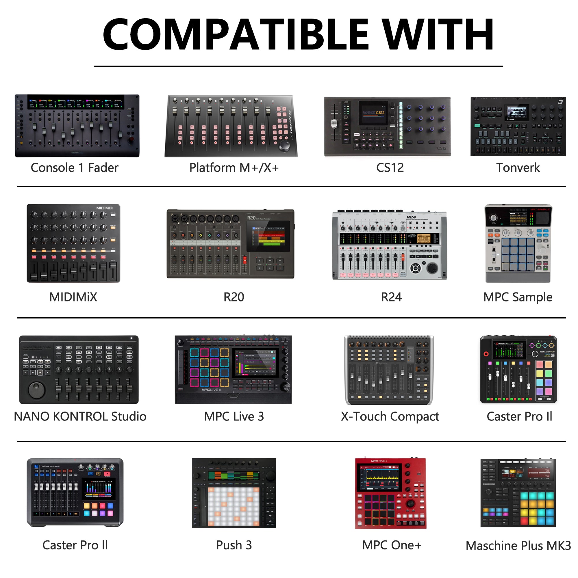 Musiin Home Studio Desktop Mixer Stand Compatible with MPC live 3,MPC Sample, Nektar CS12, RODECaster Pro II, Mixcast 4 and Most 25keys Midi controller Lift Stand, Premium Aluminum Portable Foldable