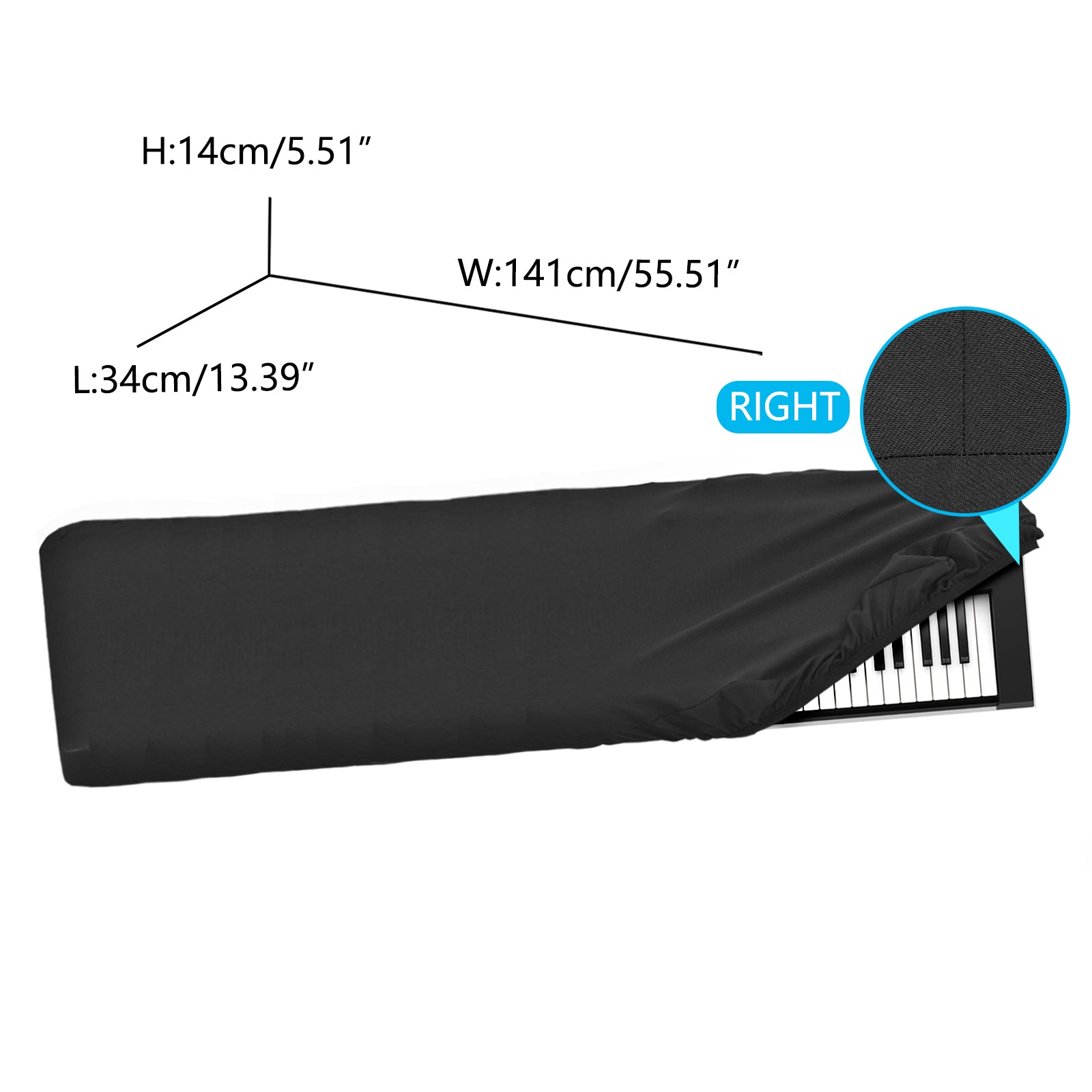 Musiin Deluxe Keyboard Dust Cover - Compatible with Roland synthesizer JUNO-DS88 dedicated black dust cover, featuring a full-cover design for protecting your music keyboard