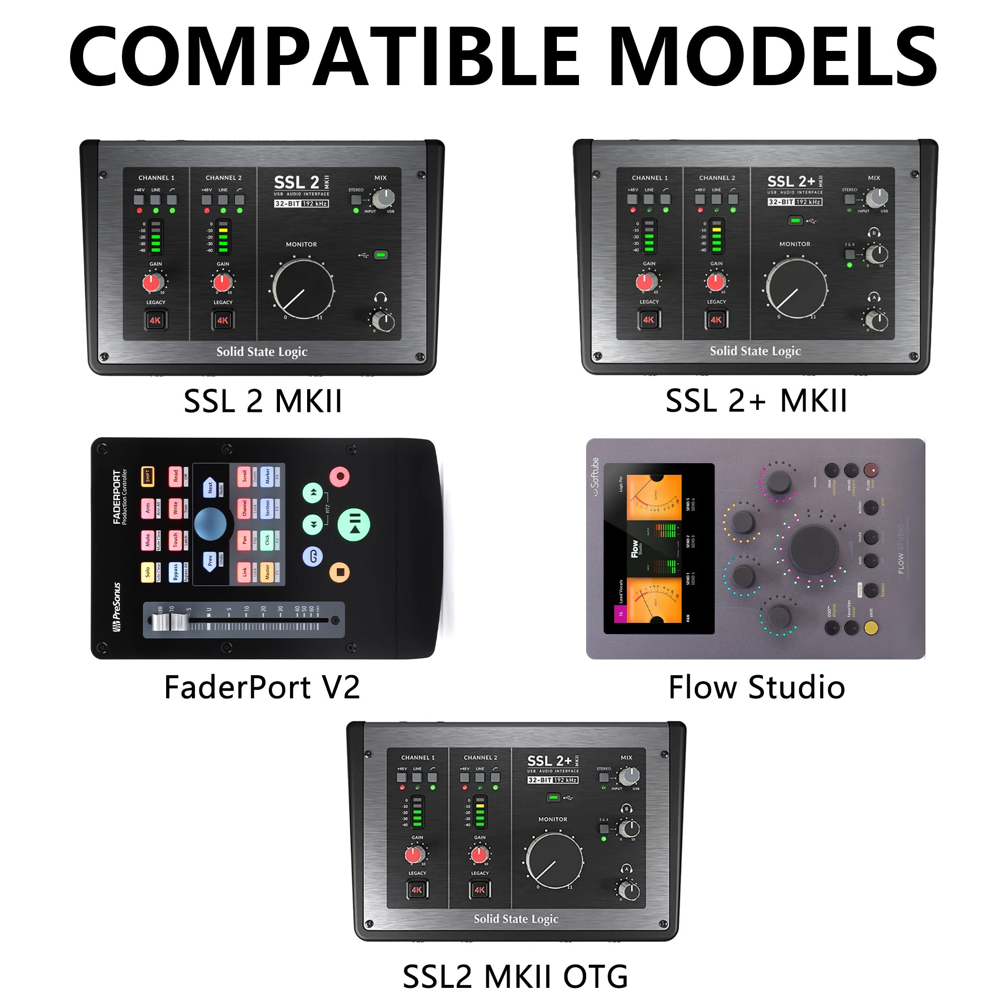 Musiin Audio Interface Storage Case Compatible with SSL2 MKII, SSL2 MKII OTG, SSL2+ MKII Audio Interfaces, Softube Flow Studio,Top Cover Zipper Mesh Pocket Design, Portable Travel Storage Case (Black)