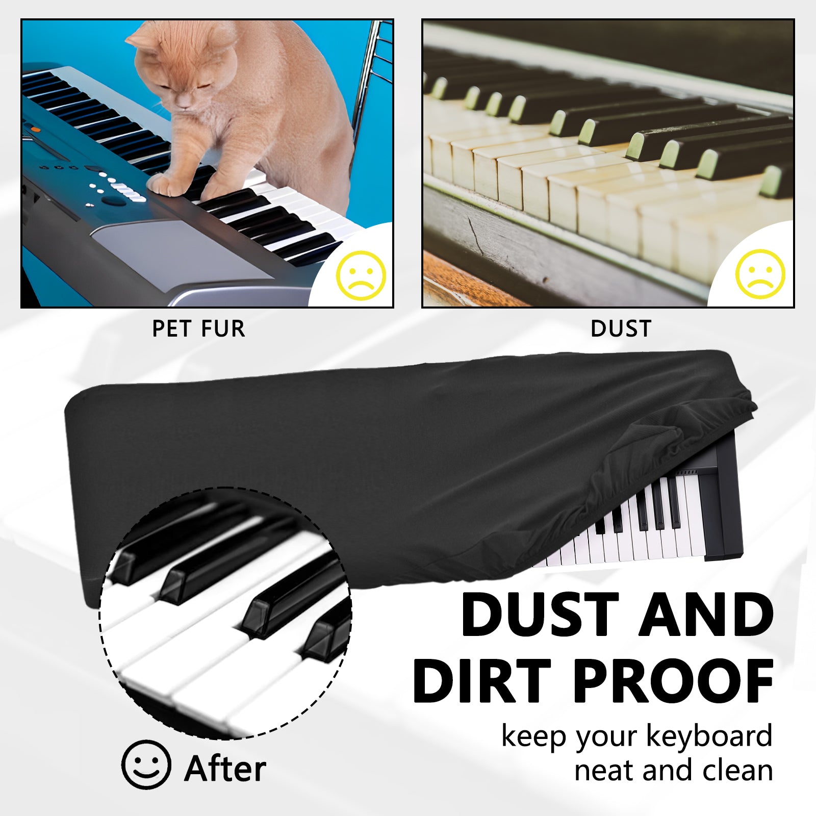 Musiin Ultimate Keyboard Dust Cover - Stretchable Nylon, Compatible with Roland JUNO-X Synthesizer Covers and More