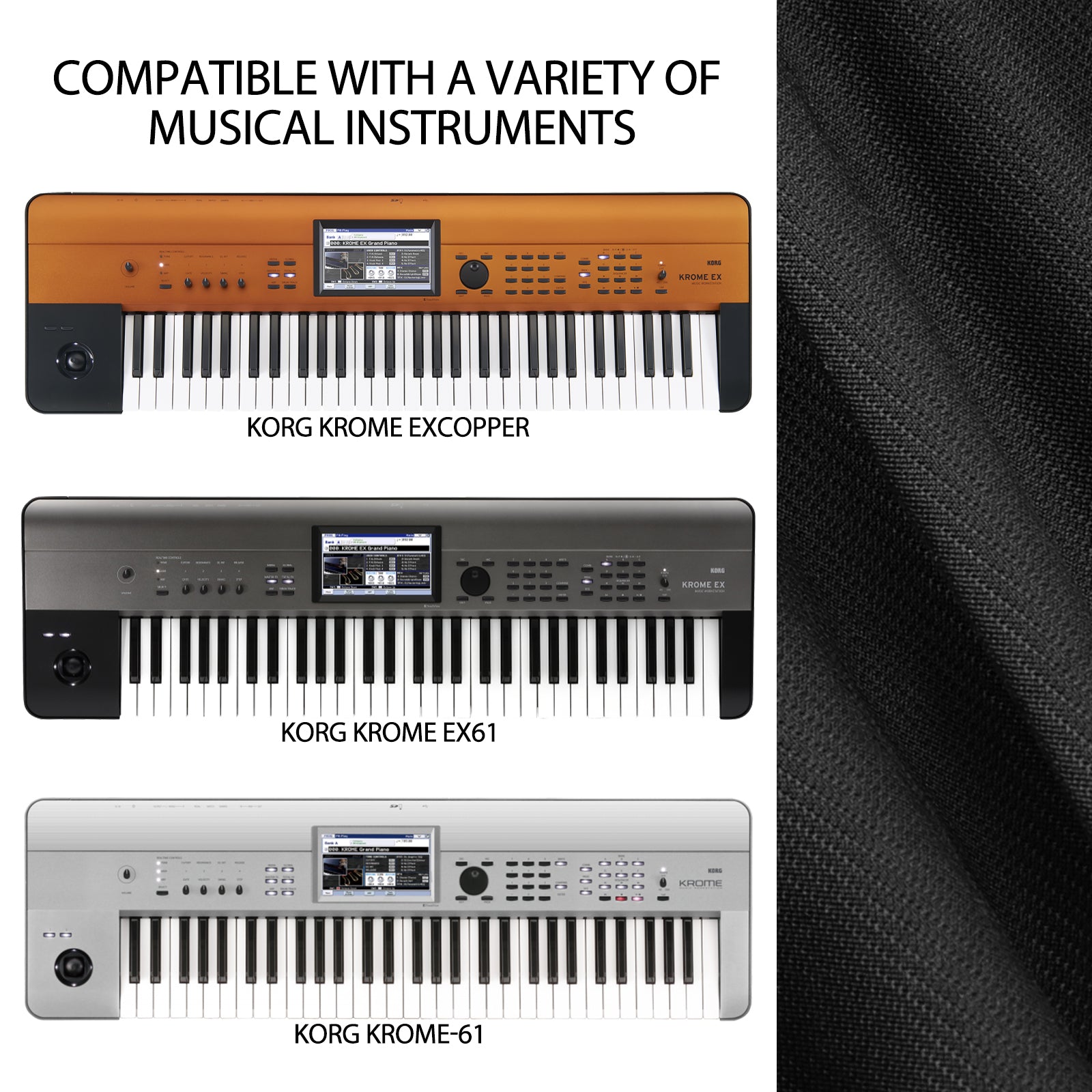 Musiin Keyboard Dust Cover Compatible with KORG i3 KROME EXCOPPER KROME EX61 Key Model KROME-61 Keyboard KingKORG Synthesizers, Stretchable Chinlon, Water-Resistant, Dust & Pet scratch Protection