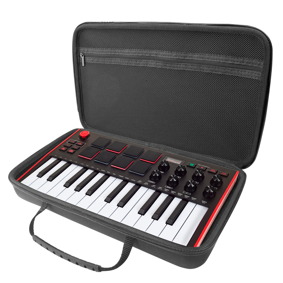 Musiin Premium Velvet Hardshell Case Compatible with LIVEN Texture,Evoke,XFM,Lofi-12, 8bit warps,AKAI Professional MPK Mini MK3,Hercules DJControl Mix Ultra,MIDI Controller Keyboard cover(Black)
