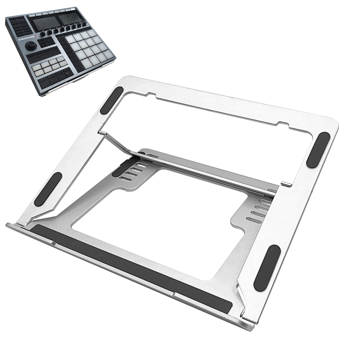 Musiin Drum Controller Foldable Stand Compatible with NI Maschine MK3,Ableton Push3, Akai MPC One+,MPC Live 3,Behringer Mixer lift adjustable,Solid Aluminum Portable Folding Stand for Home Studio
