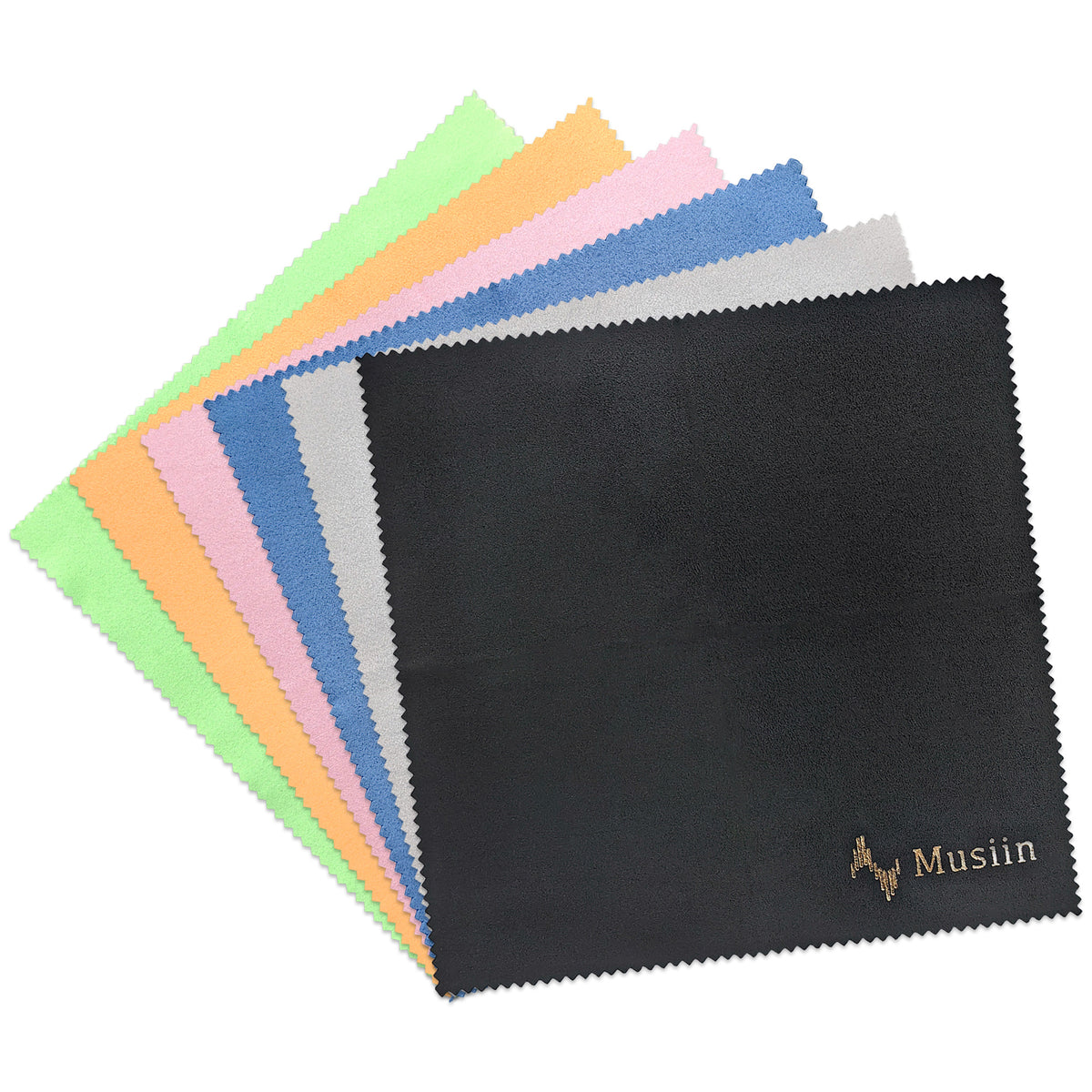 Musiin Original Guitar Cleaning Cloth, Custom Soft Microfiber, Lint-Free Polishing Cloth for Guitar, Violin, Piano, Keyboard, Trumpet, Clarinet. (6 Colors Packs)