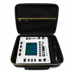 Musiin DJ Production Case Compatible with KORG KAOSS PAD V KAOSS KP3+, with Cable Divider, Mesh Pocket, Gold Zipper and Comfortable Handle for Studio, Daily Storage and Live Use(Gold Tone Edition)