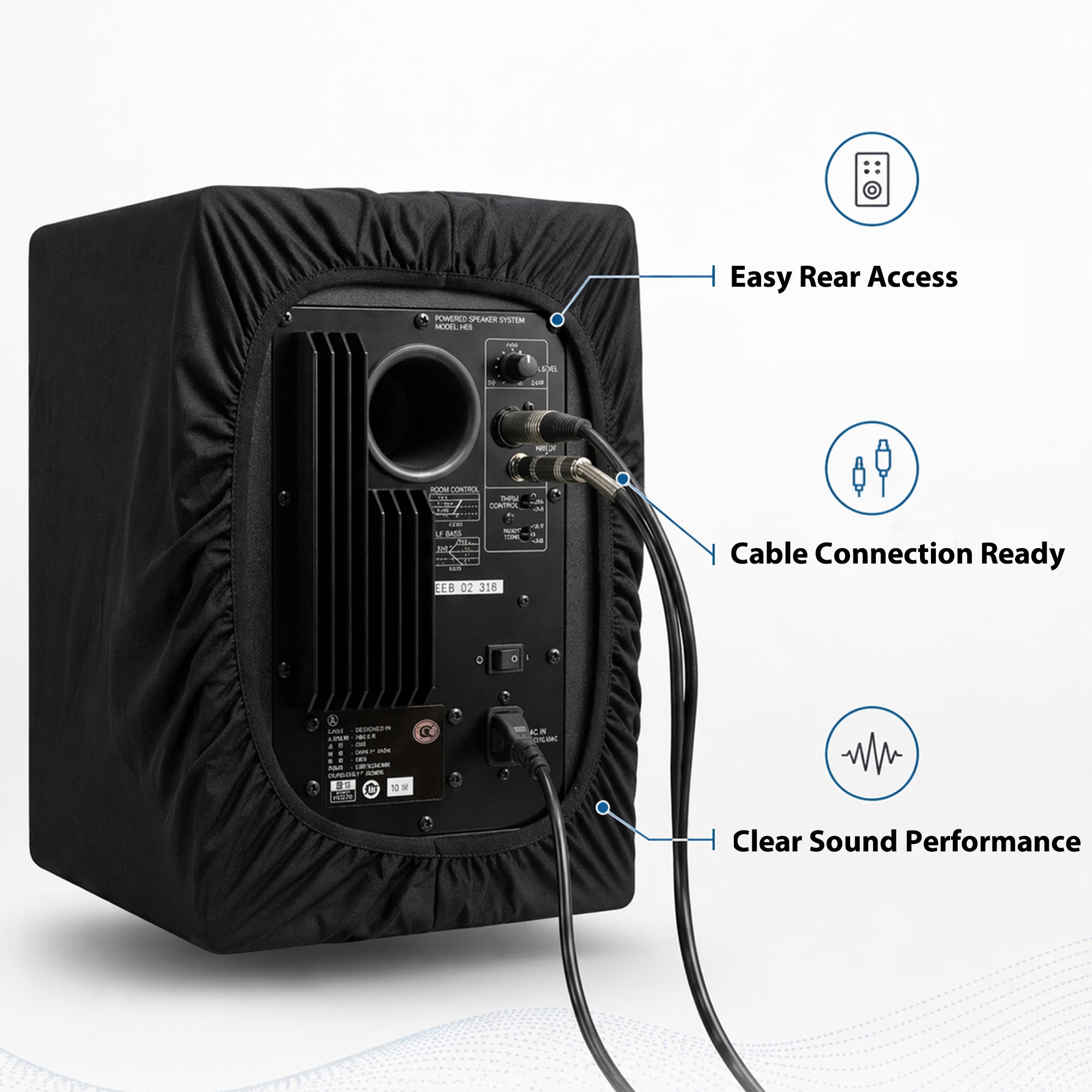 Musiin Home Studio Monitor Dust Cover Compatible With YAMAHA HS8,Adam T7V KRK Rokit 8 G4,JBL 308P Mkll and PreSonus Eris E8 XT Black 8-Inch Professional Protective Powered Speaker cover(2 packs)